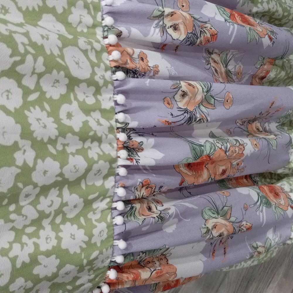 MELLODAY Two Tone Floral Print Women's Empire Waist Midi Dress Size S - Picture 6 of 15